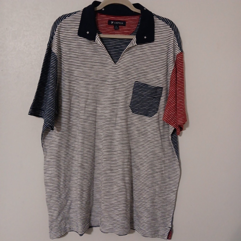 Cremieux Men's Polo Shirt Short Sleeve Striped Pattern In Red/White/Blue...